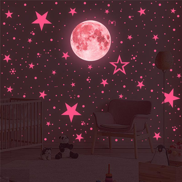 435pcs/Set Luminous Wall Sticker Decal Moon Stars Room Bedroom Home Decoration