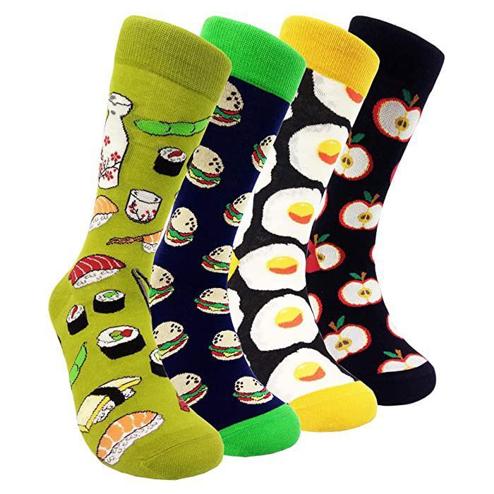 4 Pairs Colorful Women Happy Funny Cotton Crew Socks
