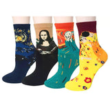 4 Pairs Unisex Famous Painting Masterpiece Artwork Crew Socks