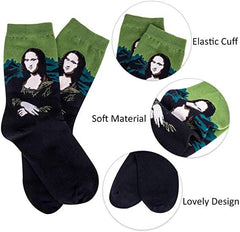 4 Pairs Unisex Famous Painting Masterpiece Artwork Crew Socks