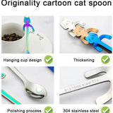 5pcs Stainless Steel Mini Cat Kitten Spoons for Coffee Tea Dessert Drink