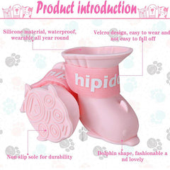 4pcs Pet Dog Rain Waterproof Silicone Rainshoes Shoes Boots