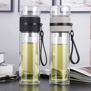 500ML Double Wall Glass Tea and Water Separation Tea Bottle With Infuser