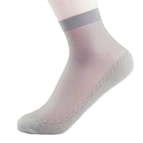 5 Pairs Womens Anti-Slip Ankle High Silky Socks Thin Sheer Short Socks