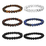 6 packs 8mm Natural Healing Stone Stretch Beads Bracelet