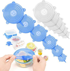 6pcs Reusable Silicone Kitchen Food Storage Cover Lids
