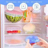 6pcs Reusable Silicone Kitchen Food Storage Cover Lids