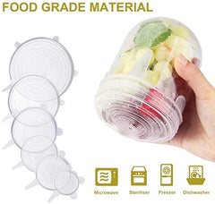 6pcs Reusable Silicone Kitchen Food Storage Cover Lids