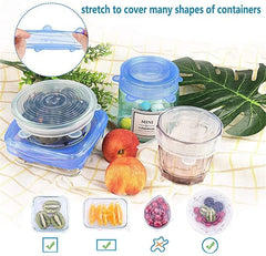 6pcs Reusable Silicone Kitchen Food Storage Cover Lids