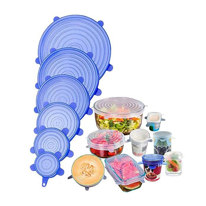 6pcs Reusable Silicone Kitchen Food Storage Cover Lids