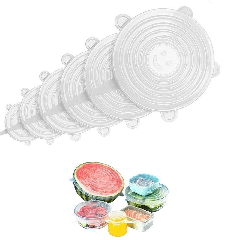 6pcs Reusable Silicone Kitchen Food Storage Cover Lids