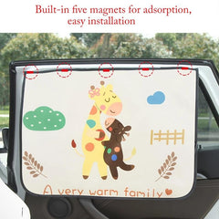 78x50cm Cartoon Car Rear Window Sun Shade Magnetic Curtain Cover Blocking UV Rays