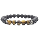 7 Packs 8mm Natural Lava Stone 7 Chakra Healing Stretch Beads Bracelet