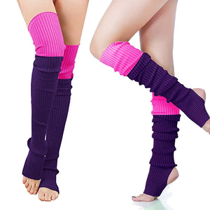 80's Women Knit Leg Warmers Crochet Ribbed Leg Socks for Party Accessories
