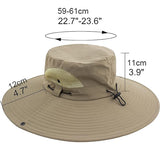 Wide Brim Bucket Hat Men's Fishing Hat Sun Cowboy Cap UPF 50+ Waterproof