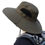 Wide Brim Bucket Hat Men's Fishing Hat Sun Cowboy Cap UPF 50+ Waterproof