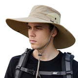 Wide Brim Bucket Hat Men's Fishing Hat Sun Cowboy Cap UPF 50+ Waterproof