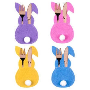 8pcs Easter Bunny Cutlery Fork Storage Holder