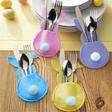 8pcs Easter Bunny Cutlery Fork Storage Holder