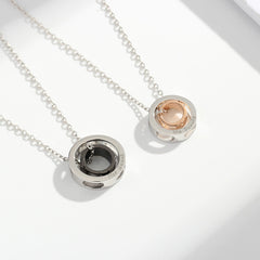 925 Sterling Silver Beauty & Beast Double Ring Pendant Lover Necklace