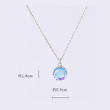 925 Sterling Silver Blue Cubic Zirconia Crystal Pendant Chain Necklace