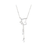 925 Sterling Silver Butterfly with Cubic Zirconia Pendant Y Choker Necklace