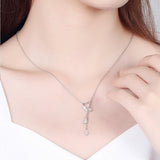 925 Sterling Silver Butterfly with Cubic Zirconia Pendant Y Choker Necklace