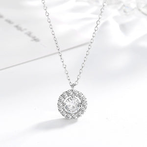 925 Sterling Silver Cubic Zirconia Germstone Pendant Chain Necklace