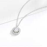 925 Sterling Silver Cubic Zirconia Germstone Pendant Chain Necklace