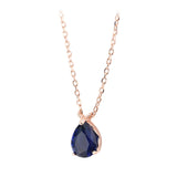 925 Sterling Silver Dark Blue Crystal Germstone Pendant Necklace