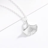 Simple 925 Sterling Silver Ginkgo Leaf Pendant Chain Necklace