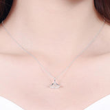 Simple 925 Sterling Silver Ginkgo Leaf Pendant Chain Necklace
