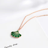 925 Sterling Silver Gold Plated Ginkgo Leaf Pendant Charm Necklace