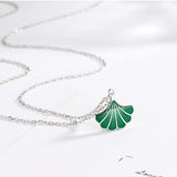 925 Sterling Silver Gold Plated Ginkgo Leaf Pendant Charm Necklace