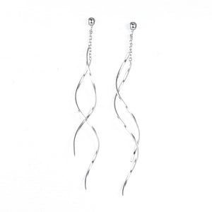 925 Sterling Silver Long Threader Tassel Charm Earrings