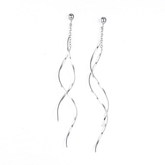 925 Sterling Silver Long Threader Tassel Charm Earrings