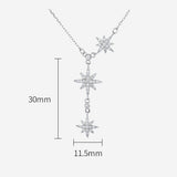 925 Sterling Silver Rhinestone Eight Star Pendant Y Necklace