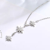925 Sterling Silver Rhinestone Eight Star Pendant Y Necklace