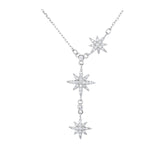 925 Sterling Silver Rhinestone Eight Star Pendant Y Necklace