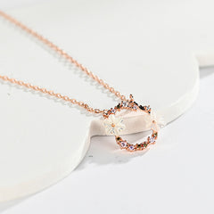 925 Sterling Silver Rhinestone Garland Wreath Charm Pendant Necklace