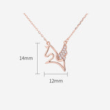 925 Sterling Silver Rhinestone Unicorn Charm Pendant Necklace