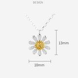 925 Sterling Silver Spring Daisy Flower Charm Pendant Necklace