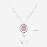 925 Sterling Silver Star Pink Crystal Pendant Chain Necklace