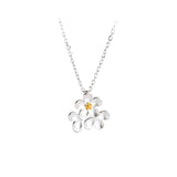 925 Sterling Silver Three Sping Flower Pendant Chain Necklace