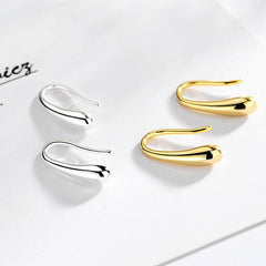 925 Sterling Silver Water Drop Hook Charm Earrings
