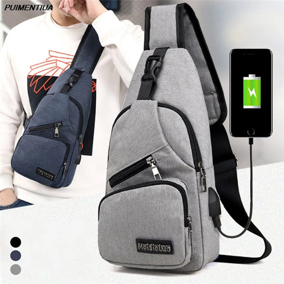 Anti Theft Men's Shoulder Bag USB Charging Crossbody Messengers Handbag Bags