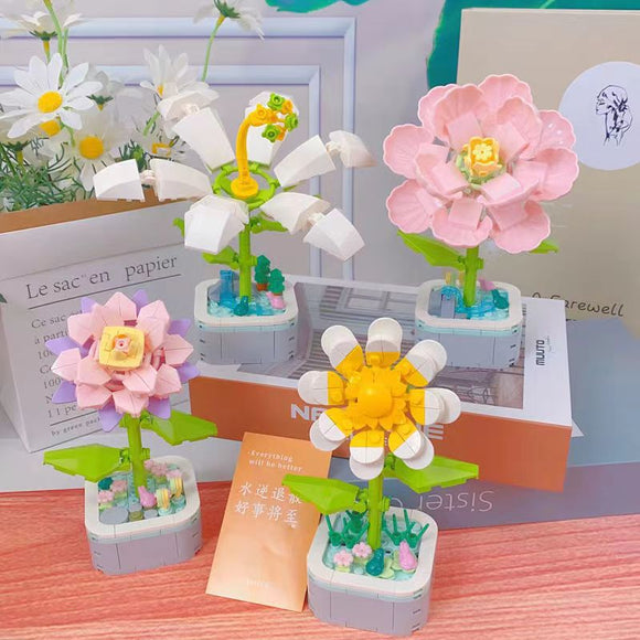 Flower Bouquet Building Blocks Set Kit DIY Unique Decoration Home Gifts