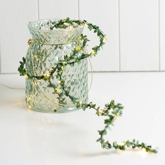 Battery Operated Green Leaf Rattan String Light Christmas Decor