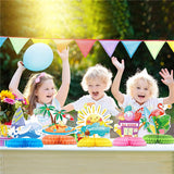 9 Pcs Hawaiian Summer Pool Beach 3D Double Side Honeycomb Party Supplies