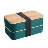 2 Layer Stackable Bento Lunch Box Containers with Spoon and Fork 1200ML